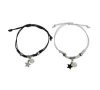 Asukohu 2 braccialetti in corda intrecciata con perline luminose, braccialetti per coppie, promesse, amicizia, gioielli coordinati per amanti e amicizia, Misura unica, come descritto