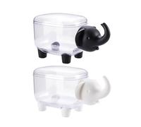 Asukohu 2 contenitori in plastica di cotone con coperchio, in miniatura, per trucchi, piccoli oggetti, filo interdentale trasparente e contenitore per forcine