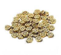 Asukohu 50 pezzi vintage oro argento benedetto medaglie vintage ciondolo guarnizione stile tibetano perline piatte rotonde per la creazione di gioielli