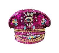 Asukohu Bejeweled Captain Hat Heavy Crystal Party Sorpresa Regalo per Ragazze Ragazzi Spose per Carnivals Festival Musicale Paillettes