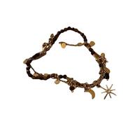 Asukohu Bracciale con perline a doppio strato con bracciale riscaldante, alla moda, stile bohémien, per gli amanti della moda