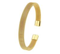 Asukohu Bracciale rigido minimalista a forma di C in acciaio inossidabile leggero unisex a forma di C per coppie regolabile in maglia aperta per le donne, Misura unica, come descritto