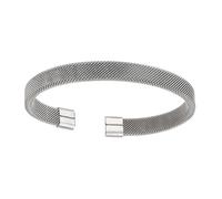 Asukohu Bracciale rigido minimalista a forma di C in acciaio inossidabile leggero unisex a forma di C per coppie regolabile in maglia aperta per le donne, Misura unica, come descritto