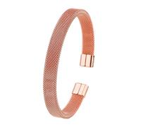 Asukohu Bracciale rigido minimalista a forma di C in acciaio inossidabile leggero unisex a forma di C per coppie regolabile in maglia aperta per le donne, Misura unica, come descritto