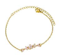 Asukohu Bracciale robusto con zirconi color oro, squisito braccialetto a forma di petali con zirconi scintillanti per gioielli fatti a mano alla moda, Taglia unica, come descritto