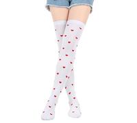 Asukohu Calze sopra il ginocchio per San Valentino da donna, novità carino cuore amore labbro modello coscia alta calzini lunghi festa costume San Valentino calzini lunghi, 8 Piccolo Amore Rosso Wh