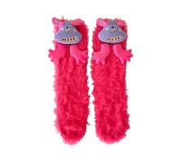 Asukohu Calzini invernali da donna in pile a forma di cane cartone animato spesso caldo termico colorato peloso pavimento peloso calzini per interni casa Cartoon Dog peluche calzini pantofole, Rosso