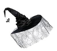 Asukohu Cappello da strega per festa di Halloween Tulle Spiderweb Wizard Caps Cosplay Accessori per costumi Copricapo Maschere Forniture per feste Spettacoli di scena Puntelli Cappello Costume