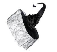 Asukohu Cappello da strega per festa di Halloween Tulle Spiderweb Wizard Caps Cosplay Accessori per costumi Copricapo Maschere Forniture per feste Spettacoli di scena Puntelli Cappello Costume