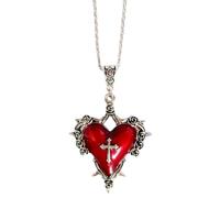Asukohu Collana gotica con ciondolo a forma di cuore rosso, regolabile, in lega, per stili unici e amanti del mistero, gioielli per feste da donna