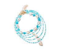 Asukohu Collana regolabile con conchiglie da spiaggia per le donne catena del collo multistrato accessori moda gioielli delicati sulla pelle gioielli unici fatti a mano, Misura unica, come descritto
