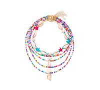 Asukohu Collana regolabile con conchiglie da spiaggia per le donne catena del collo multistrato accessori moda gioielli delicati sulla pelle gioielli unici fatti a mano, Misura unica, come descritto
