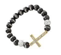 Asukohu Comoda catena con perline religiose espandibili con finitura metallica ed elegante potenziale di stratificazione per adulti religiosi con perline, Misura unica, come descritto