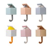Asukohu Confezione da 6 ganci a forma di coda di animale giocoso adorabile gancio adesivo da parete per decorazioni domestiche e organizzazione gancio decorativo da parete