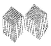 Asukohu Copri capezzoli da donna, catena per il corpo, nappe in lega, petto, patè, scintillii, reggiseno, accessori per gioielli, pietre per cespugli, coperture per capezzoli, argento, Taglia unica