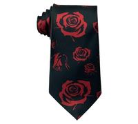 Asukohu Cravatta da uomo di lusso regalo rosa e orso modello poliestere leggero con drappeggio liscio comodo per l'uso quotidiano cravatta modello di lusso, Rose nere, Taglia unica