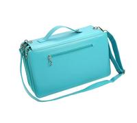 Asukohu Custodia in pelle con 120 scomparti per pennarelli con tracolla, grande capacità, multistrato, borsa per il trasporto per pennelli da pittura, borsa per penne in PU, Blu lago