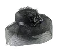 Asukohu Derby Con Veil Fascinator Per Donne Con Net Wedding Tea Party Doccia Sposa Derby Velo, Nero , Taglia unica