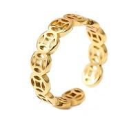 Asukohu Donne Vintage Hollow Lucky Coin Money Catcher Anelli in Acciaio Inox Link Anelli Gioielli Estetici Lucky, come descritto