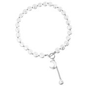 Asukohu Elegante collana a strato singolo per le donne con perle sintetiche europee e disegni geometrici in lega per raduni collana a vento freddo, Misura unica, come descritto, come descritto