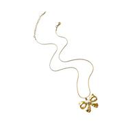 Asukohu Elegante collana con ciondolo a forma di cuore/fiocco, regolabile, in acciaio inox, gioiello da donna, per tutti i giorni, elegante, con simbolo dell'amore, Misura unica, come descritto, come
