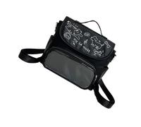 Asukohu Elegante vedere attraverso la borsa a tracolla per distintivi da collezione, unisex, alla moda, con borsa a tracolla regolabile, Nero