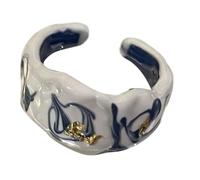 Asukohu Eleganti Anelli Aperti Con Olio Gocciolante Dipinto A Mano E Foglio D'oro Ceramica Anello Festival Regalo Per Gli appassionati di Moda