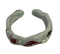 Asukohu Eleganti Anelli Aperti Con Olio Gocciolante Dipinto A Mano E Foglio D'oro Ceramica Anello Festival Regalo Per Gli appassionati di Moda