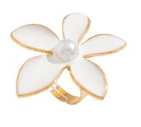 Asukohu Eleganti anelli aperti regolabili con grandi perle floreali dichiarazioni di nozze, anelli alla moda, regalo di compleanno