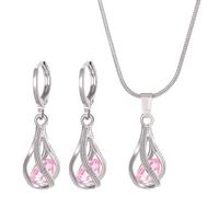 Asukohu Eleganti orecchini con zirconia cubica, collana e orecchini alla moda con cristalli e zirconi, set di gioielli per tutti i giorni Elegante set di gioielli, Misura unica, come descritto, come