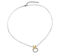 Asukohu Moderno Argento Due Toni Gioielli Per Il Collo Con Cerchi Insieme Attraversa Il Fascino Su Catena Di Serpente Flessibile Collana Cerchio Moderno E Croce