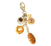 Asukohu Portachiavi alla moda con ciondolo a forma di tazza di caffè e pane, accessorio portatile, per donne e ragazze, per uso quotidiano, Alcalino 2