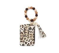 Asukohu Portafoglio compatto per carte da viaggio con chiusura a cerniera morbida cinturino in rilievo in silicone PU titolare portamonete per donne portafoglio da viaggio compatto, Patte leopardato