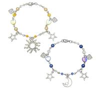 Asukohu Punk Hollow Out Star Moon Charm perline catena regolabile struttura in lega per il fascino quotidiano Hollow Star, Misura unica, come descritto