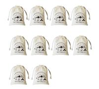 Asukohu Sacchetto di festa sostenibile con temi di campeggio chiusura regolabile persistente accessori per feste di lino amichevole favore borsa, bianco, 15x20cm