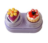 Asukohu Scatola per lenti con coperchio a forma di cupcake con design a cassetto e kit di strumenti per indossare i contatti, custodia per lenti per una gestione sicura delle lenti, scatola per lenti