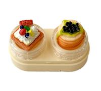 Asukohu Scatola per lenti con coperchio a forma di cupcake con design a cassetto e kit di strumenti per indossare i contatti, custodia per lenti per una gestione sicura delle lenti, scatola per lenti