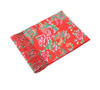 Asukohu Sciarpa nord-est con grandi fiori caldi con nappe allungate reversibili per il foulard invernale stagione fredda, Colore: rosso, Taglia unica