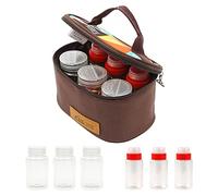 Asukohu Set da 6 dispenser per condimenti con coperchio rotante e sacchetto da viaggio, dispenser per condimenti per pepe, shaker per condimenti per barbecue, shaker per bottiglie, dispenser per