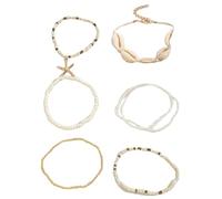 Asukohu Set di 7 delicate perline confortevoli gioielli da polso in resina e conchiglia texture per individualisti cercatori di gioielli in resina e conchiglie braccialetti
