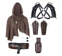 Asukohu Set di accessori per rievocazione storica medievale cavalleresco con armature protettive e scialle decorativo, sciarpa, mascherate, puntelli per costume