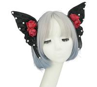 Asukohu Velo a farfalla, accessorio per capelli con perline baroques, gotico, gioco di ruolo, accessorio per la testa per feste gotiche in costume Fairys fascia con ali, Taglia unica, come descritto