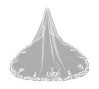 Asukohu Velo da sposa lungo in pizzo con grazioso velo nuziale traspirante di Tulle della cattedrale per il peso leggero di giorno speciale della sposa