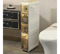 ASumPio Cassetti Portaoggetti Impilabili su Ruote Mobiletto Angolare per Bagno Alto E Stretto con Cassetti Trasparenti Organizer per Cosmetici di Grande capacità Soluzi,One Color-4 Tier