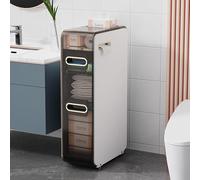 ASumPio Mobiletto Portaoggetti Mobiletto Portaoggetti con Cassetti Trasparenti Stretto, Snello E Alto, Mobile Portasciugamani Laterale Indipendente, Dispositivo di Roto,Three Floors-Width 17.5CM