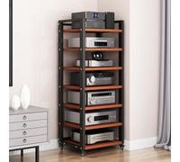 ASumPio Mobiletto Portaoggetti Moderno per Supporti Multimediali, Supporto per Supporti Audio E Video A 7 Ripiani con Ripiano in Legno Regolabile in Altezza, Scaffale Portaoggett,C-60x40x140cm