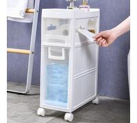 ASumPio Mobiletto Portaoggetti Stretto E Sottile da 16 Cm, Mobiletto Portaoggetti Sottile per Carta Igienica con 4 Cassetti in Plastica E Ruote, unità di Stoccaggio Ver,2 Tier-19.5cm