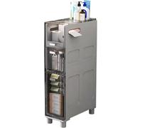 ASumPio Mobiletto Portaoggetti Stretto in Plastica per Pavimento, Mobiletto Portaoggetti per Bagno, Organizer con Ruote, Mobiletto Portaoggetti Multiuso per Soggiorno,Grey Grey-3 Tier