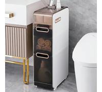 ASumPio Mobiletto Portaoggetti Stretto per Il Bagno con Cassetto, Mobiletto Portaoggetti Alto E Sottile A 4 Ripiani con Cassetti in Plastica E Ruote, unità Portaoggetti,One Color-3 Tier