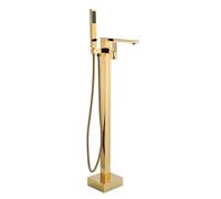 ASumPio Rubinetti per Vasca da Bagno Indipendenti, Maniglia Singola in Ottone Dorato, 2 Funzioni, Miscelatori per Vasca da Bagno Indipendenti, con Doccia, Oro,Gold